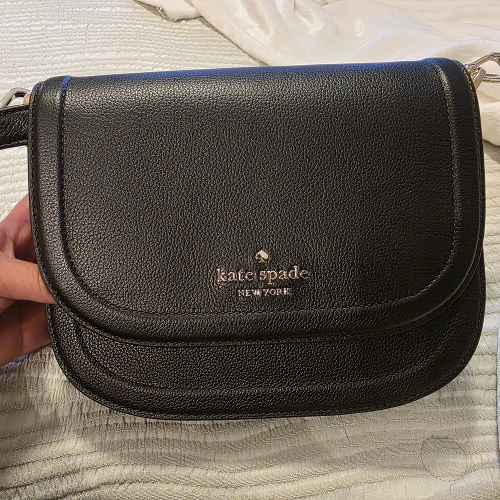 Kate Spade Black Leather Crossbody Bag And Matching Card Cases
